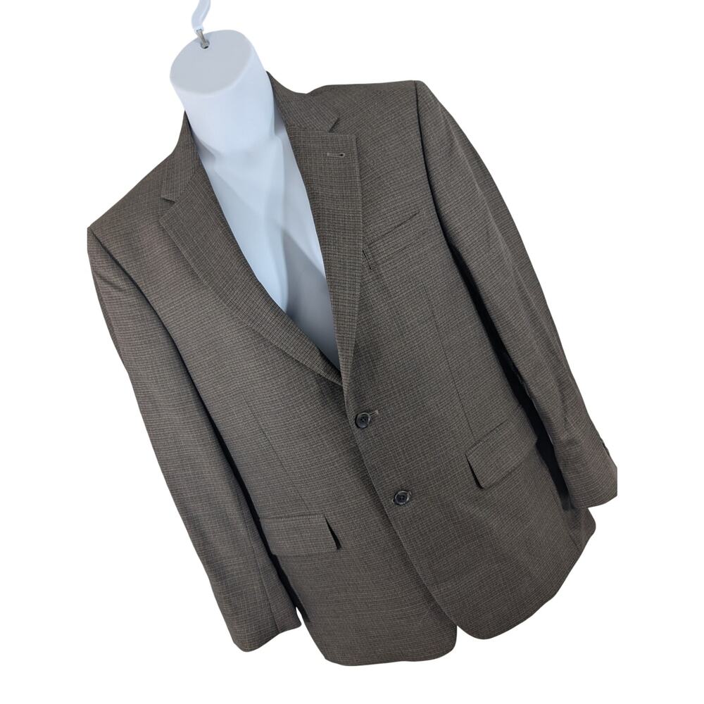 JOSEPH A. BANK! LUXE 100% WOOL, BROWN & BLACK MICROPLAID JACKET, BLAZER! SZ 42R